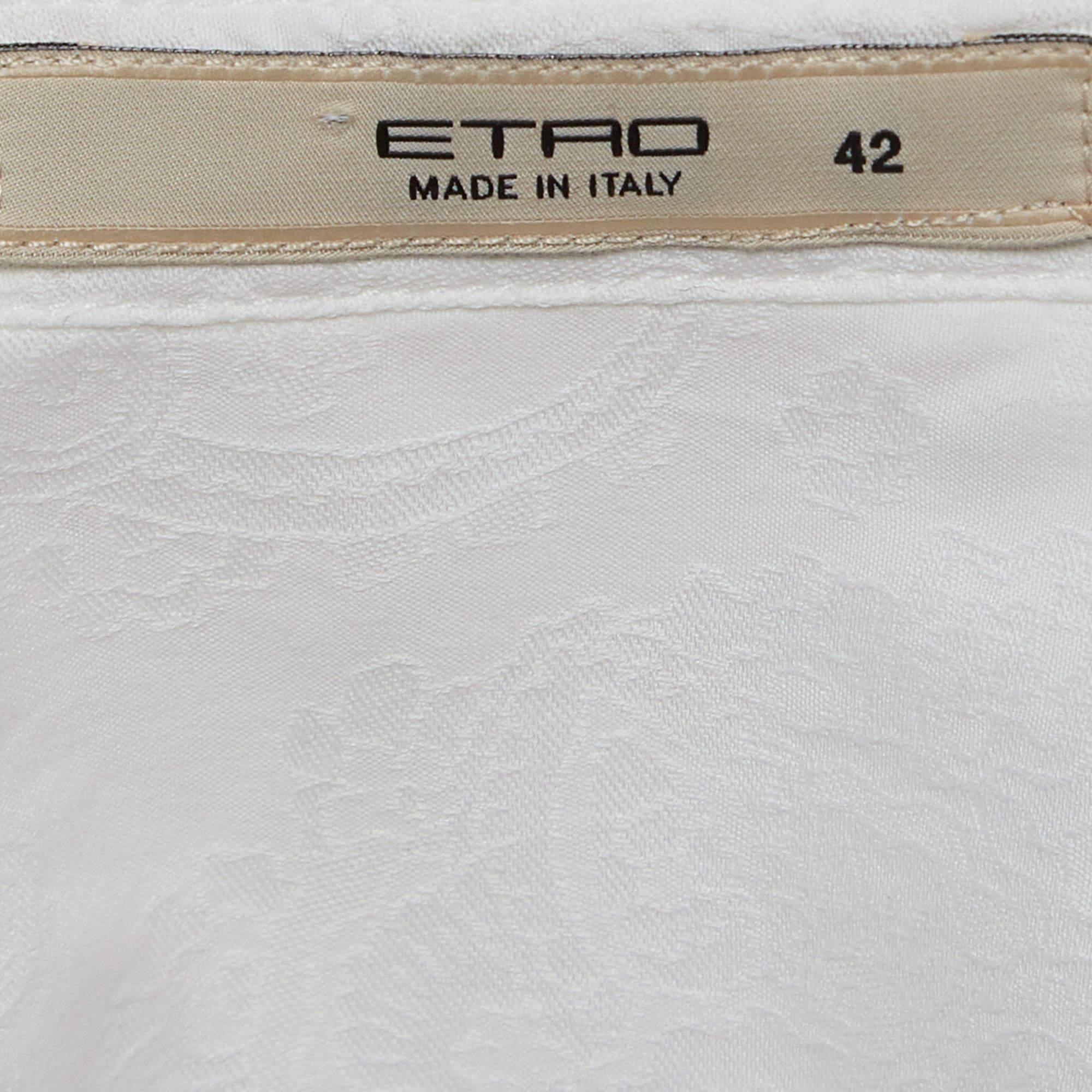 Etro Weiße gemusterte Baumwollhemdbluse mit Paisleymuster M im Zustand „Gut“ im Angebot in Dubai, Al Qouz 2