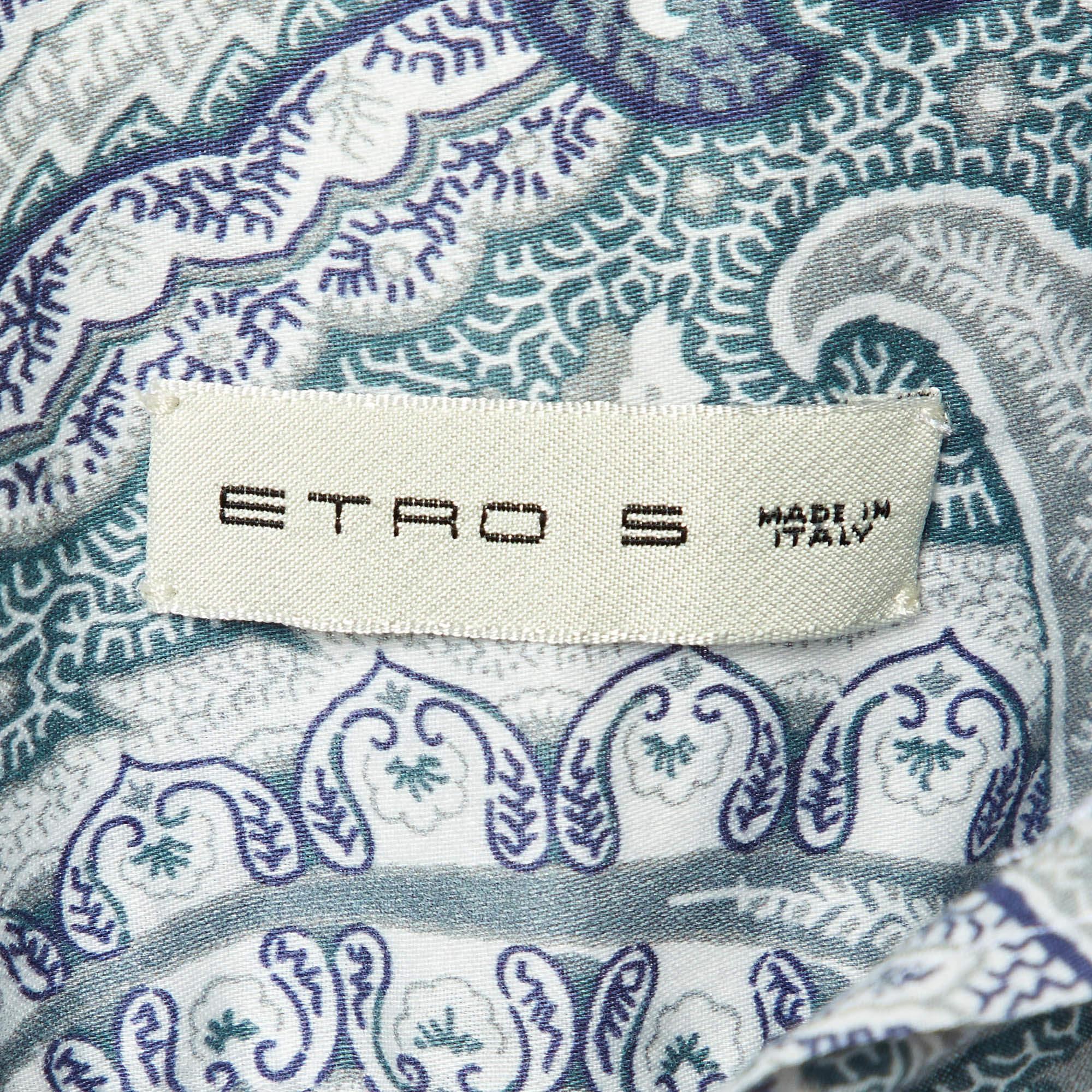 Etro White Paisley Print Cotton Full Sleeve Shirt S In condizioni buone in vendita a Dubai, Al Qouz 2
