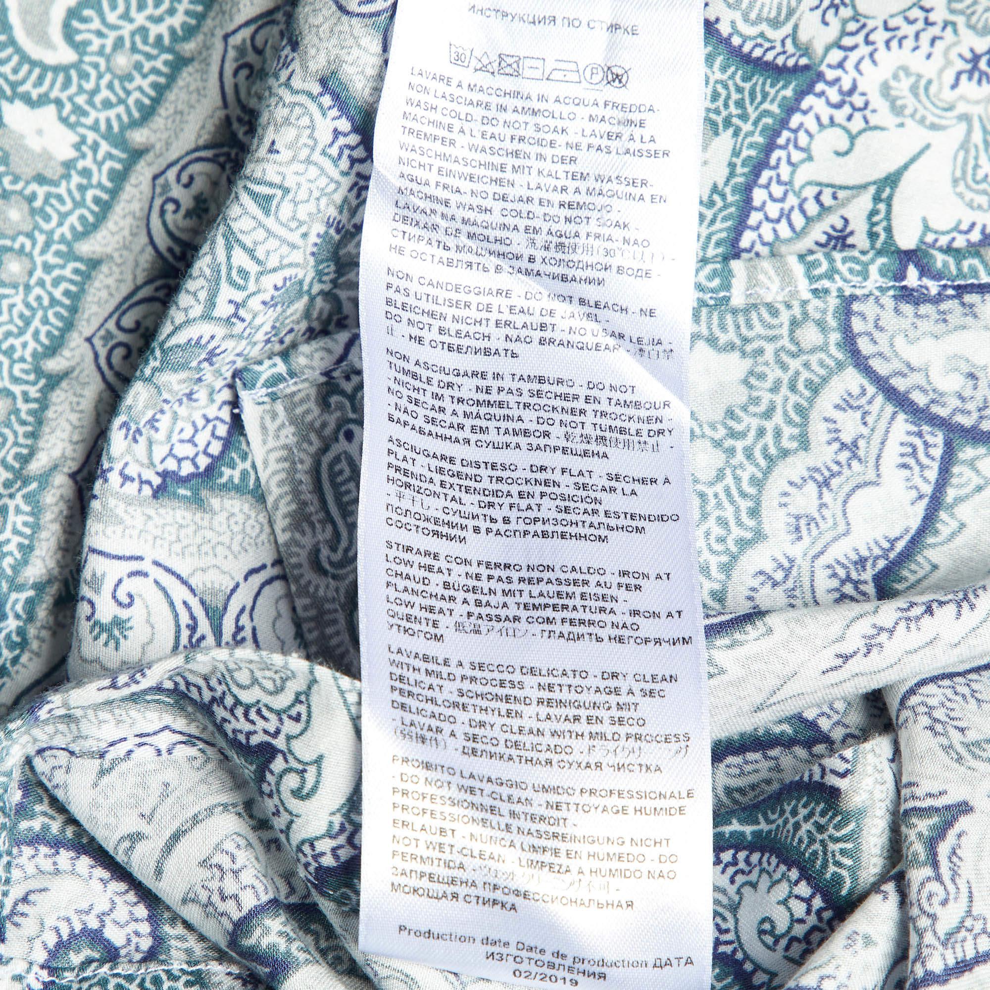 Uomo Etro White Paisley Print Cotton Full Sleeve Shirt S in vendita