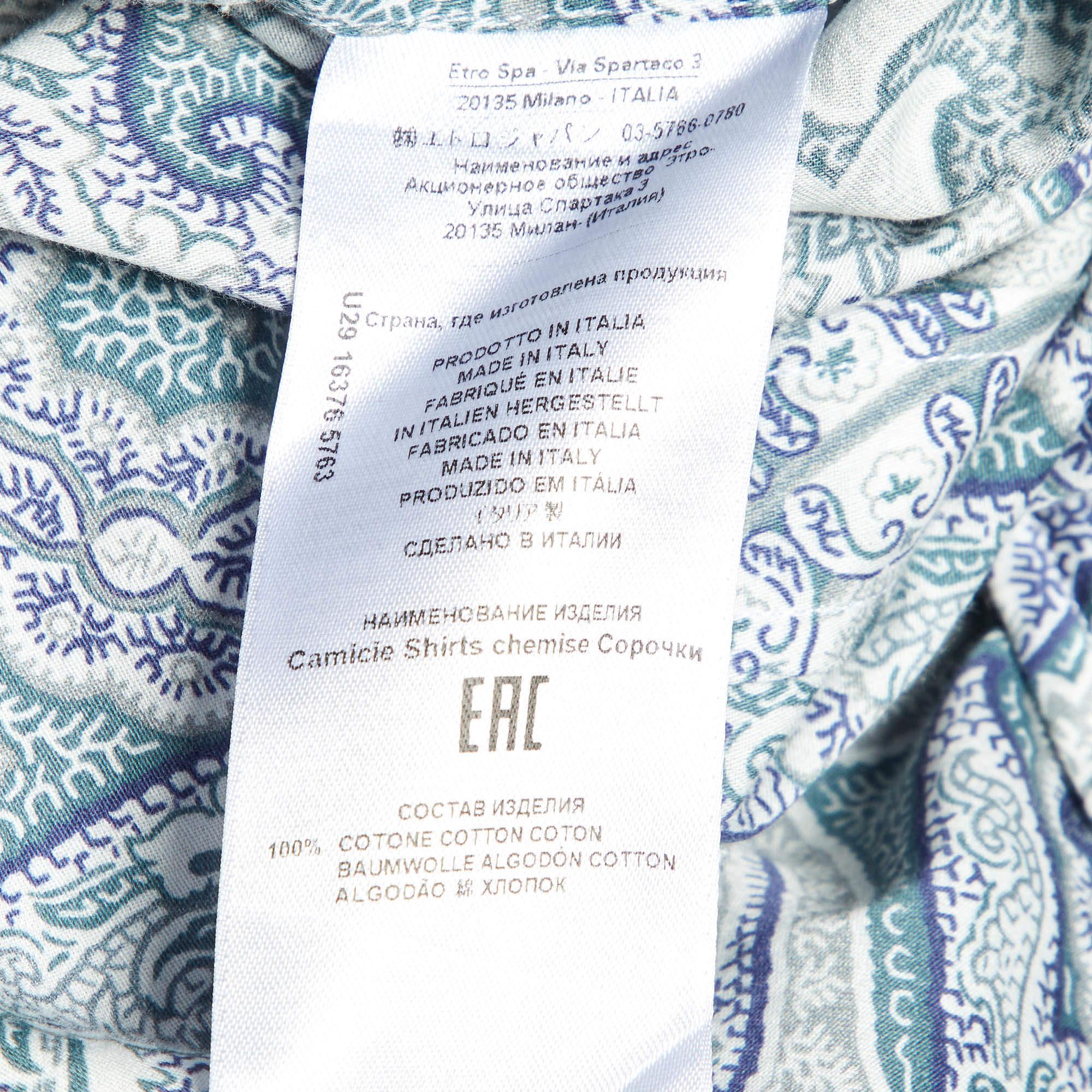 Etro White Paisley Print Cotton Full Sleeve Shirt S in vendita 1