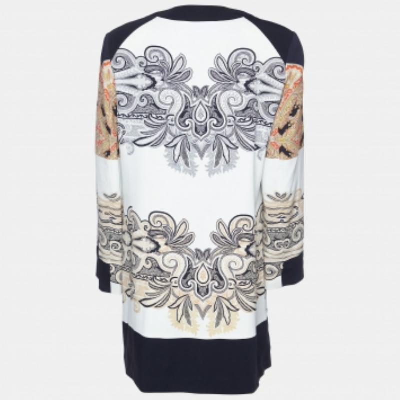 Etro White Paisley Print Crepe Short Coat M 1