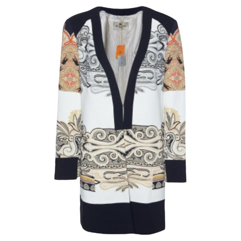 Etro White Paisley Print Crepe Short Coat M