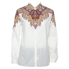 Etro White Paisley Printed Cotton Button Front Shirt M