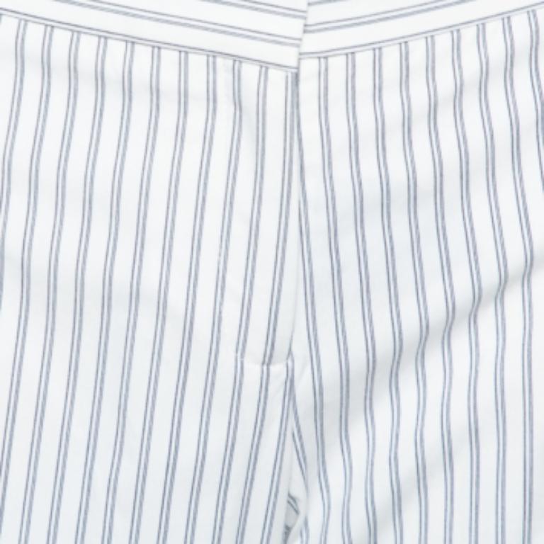 Gray Etro White Pinstriped Cotton Straight Leg Pants L For Sale