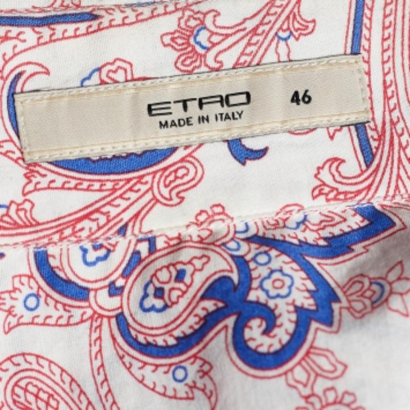 Etro Camicia a maniche lunghe in cotone stampato bianco I.L.A. In condizioni buone in vendita a Dubai, Al Qouz 2