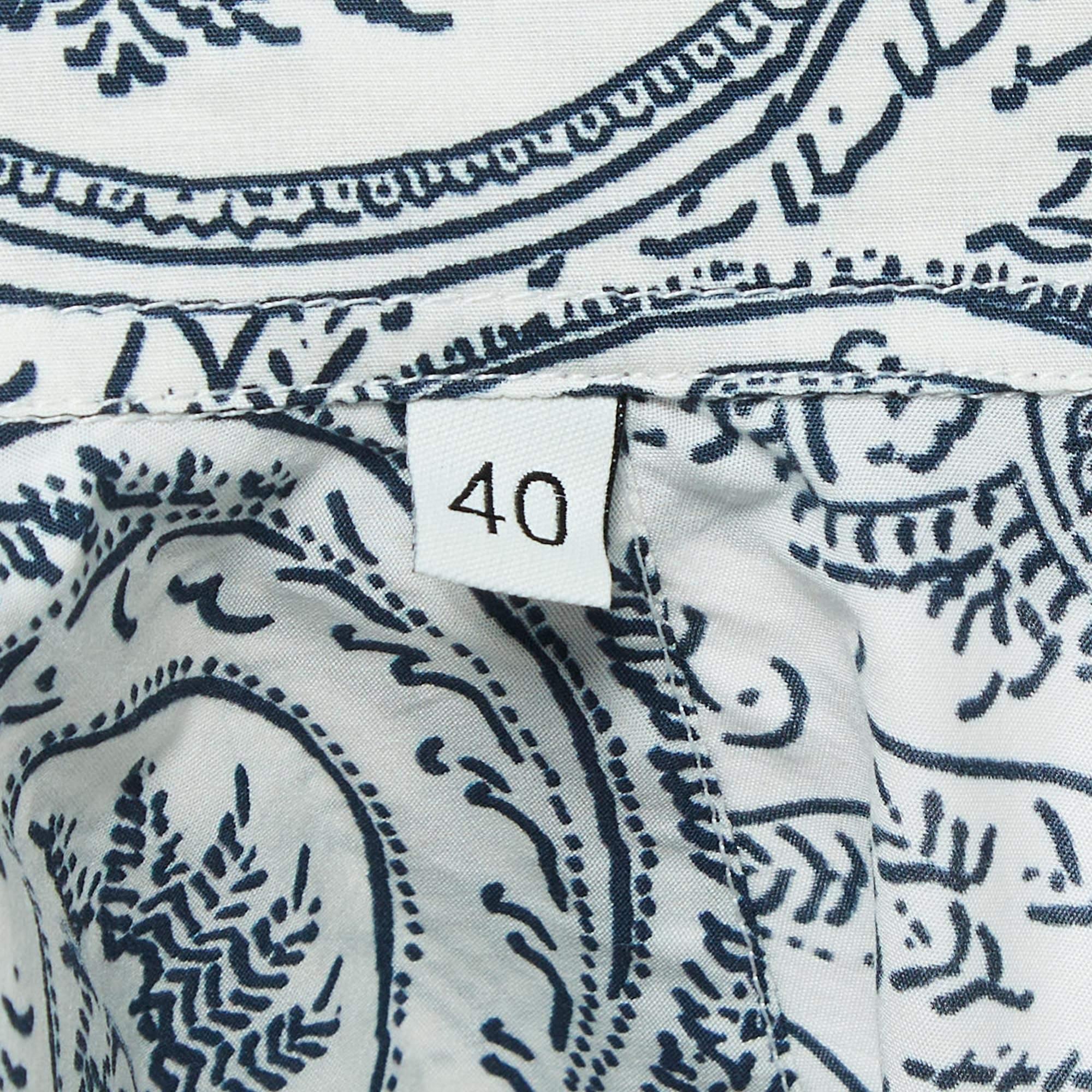 Women's Etro White Printed Cotton Long Sleeve Shirt S