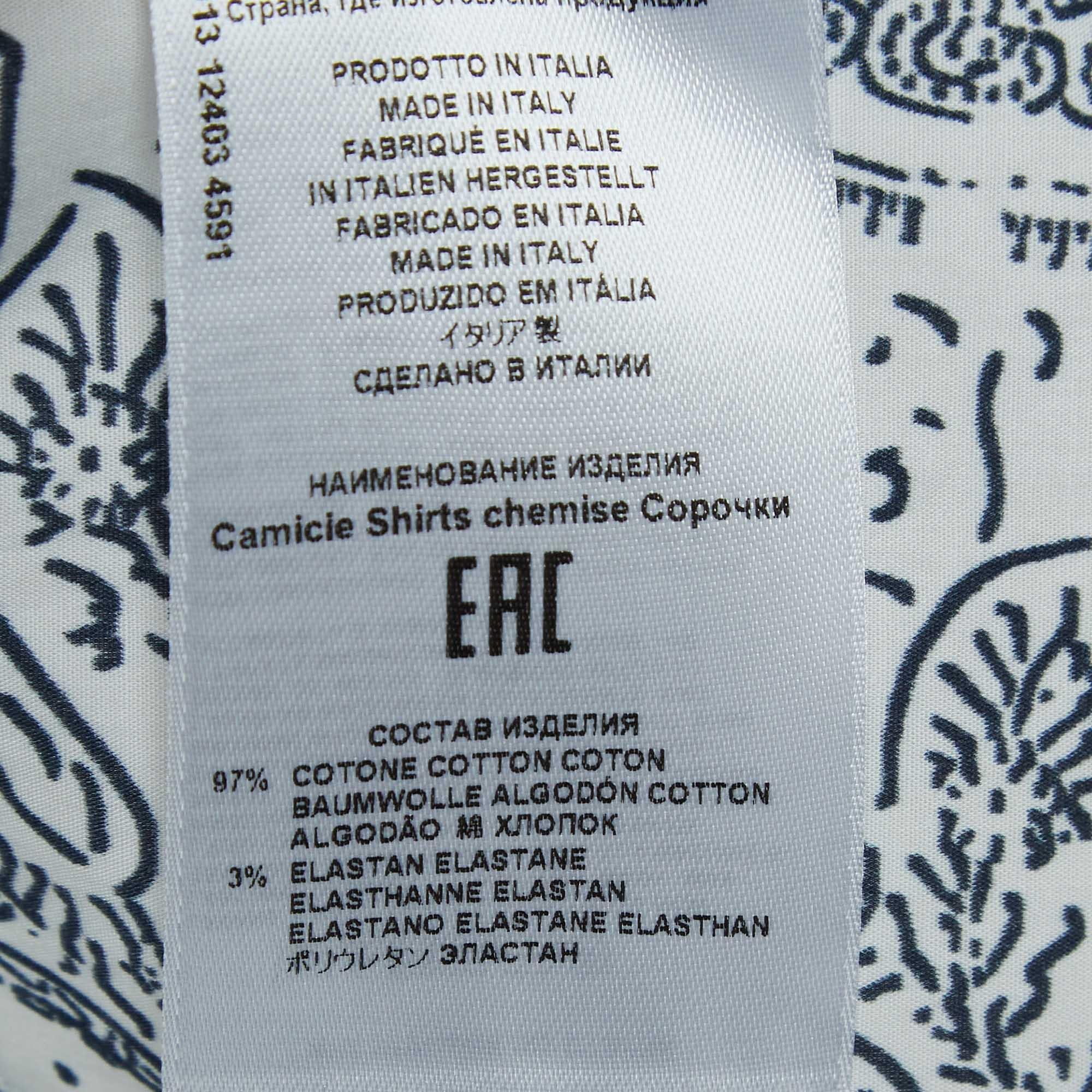 Etro White Printed Cotton Long Sleeve Shirt S 2