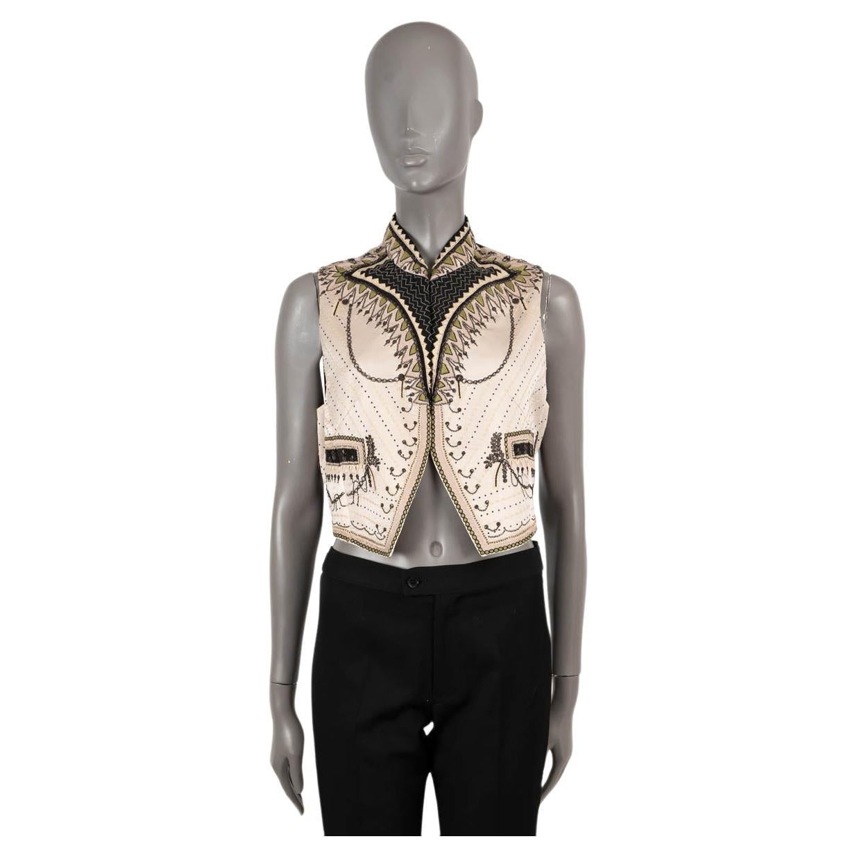 ETRO white silk 2019 LINDSAY EMBROIDERED Vest Jacket 46 XL For Sale