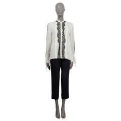 ETRO white silk SEMI SHEER LACE TRIM Blouse Shirt 42 M