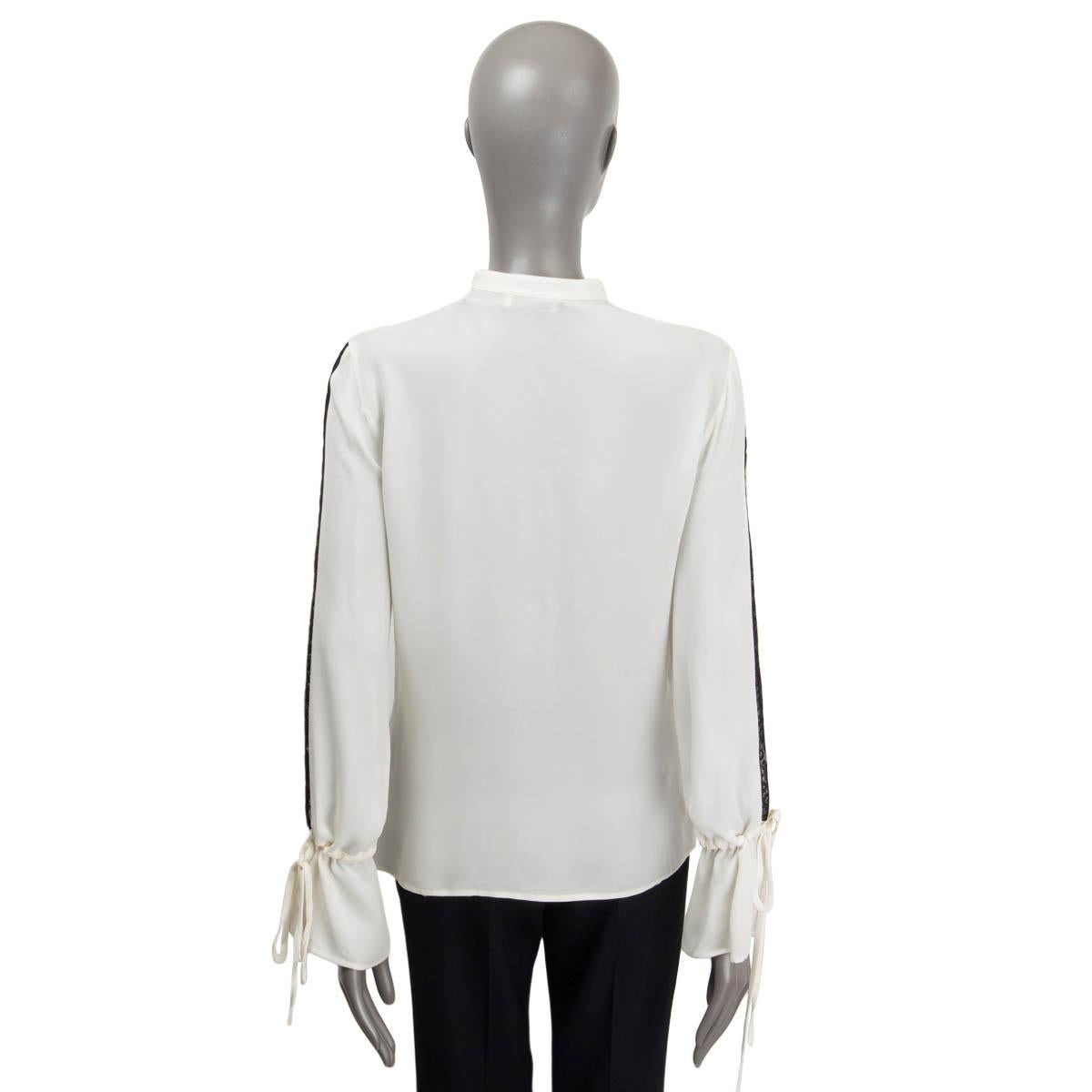 Women's ETRO white silk SEMI SHEER LACE TRIM Blouse Shirt 42 M For Sale