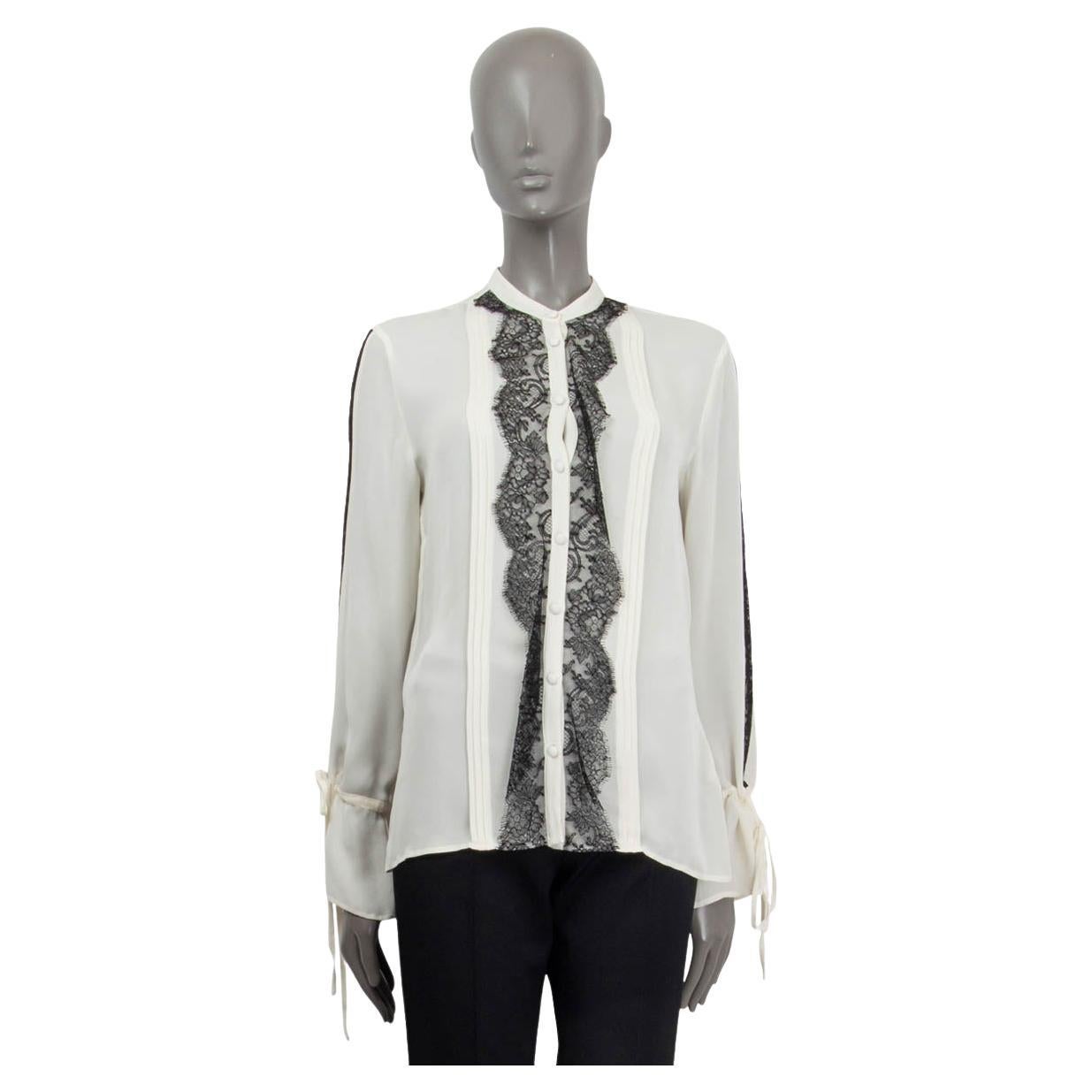 ETRO white silk SEMI SHEER LACE TRIM Blouse Shirt 42 M For Sale