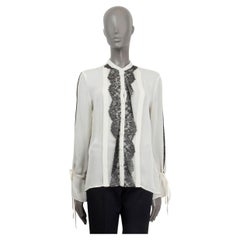 ETRO white silk SEMI SHEER LACE TRIM Blouse Shirt 42 M