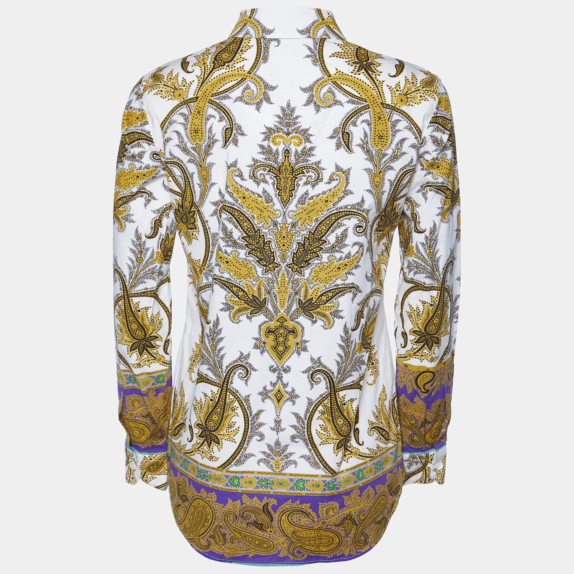 Si te apetece llevar diseños coloridos y juguetones que resalten tu gusto por el lujo, esta camisa de la Casa Etro está hecha para ti. Está confeccionado en tejido de algodón con estampado paisley multicolor. Tiene mangas largas y cierre abotonado.