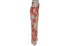 Etro Women Paisely Print Floral Bandana Jeans US 28 White Wide Leg Denim Flare