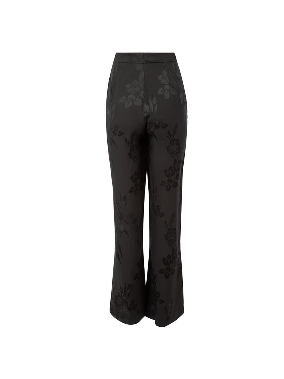 Etro Women's Black Floral Pattern Straight Leg Trousers In Good Condition In London, GB