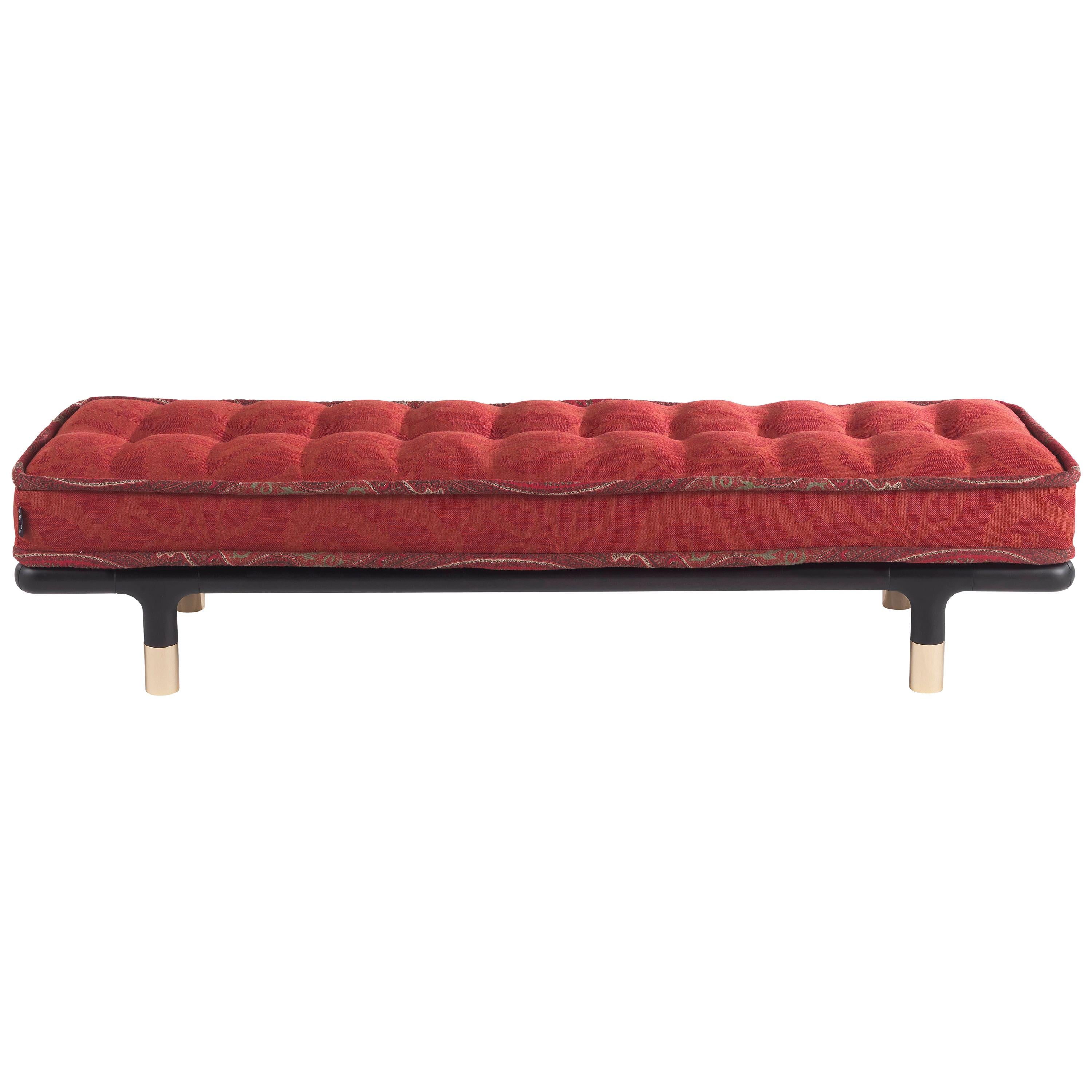 21st Century Woodstock Bench in Red Fabric by Etro Home Interiors