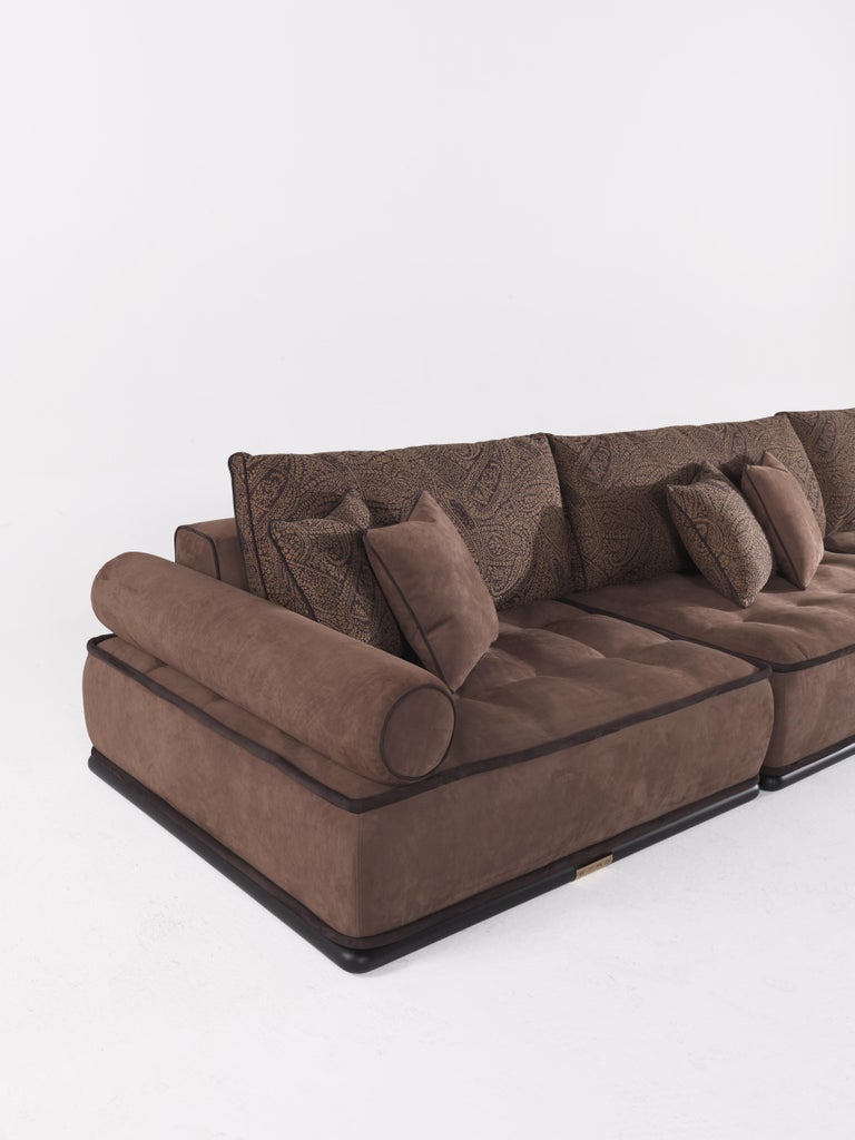 Etro Woodstock Modular Sectional Sofa Set In Fabric And Wood Etro Woodstock Modular Sectional Sofa Set In Fabric And Wood