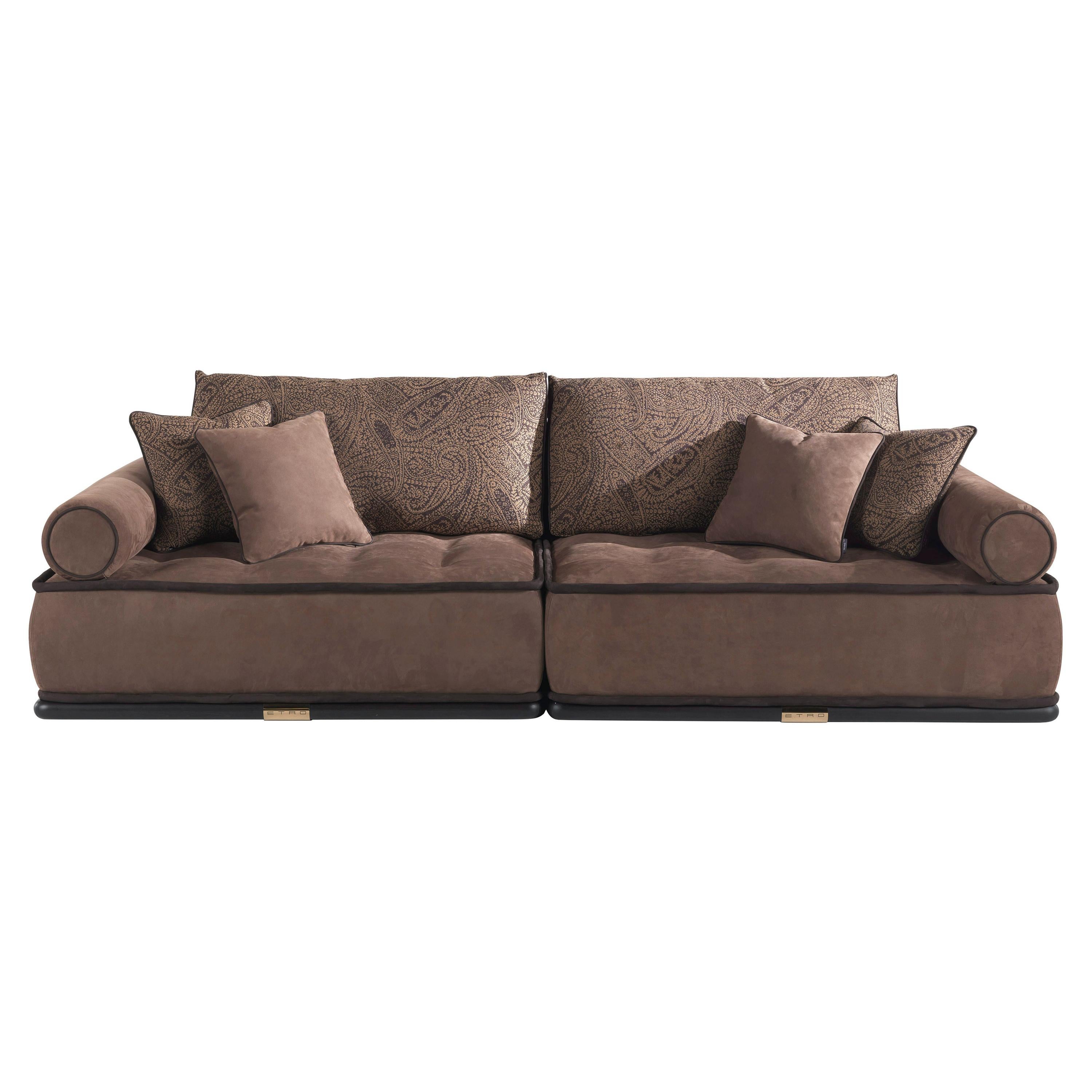 Etro Home Interiors Woodstock.2 Modular Sofa in Leather and Fabric For Sale  at 1stDibs