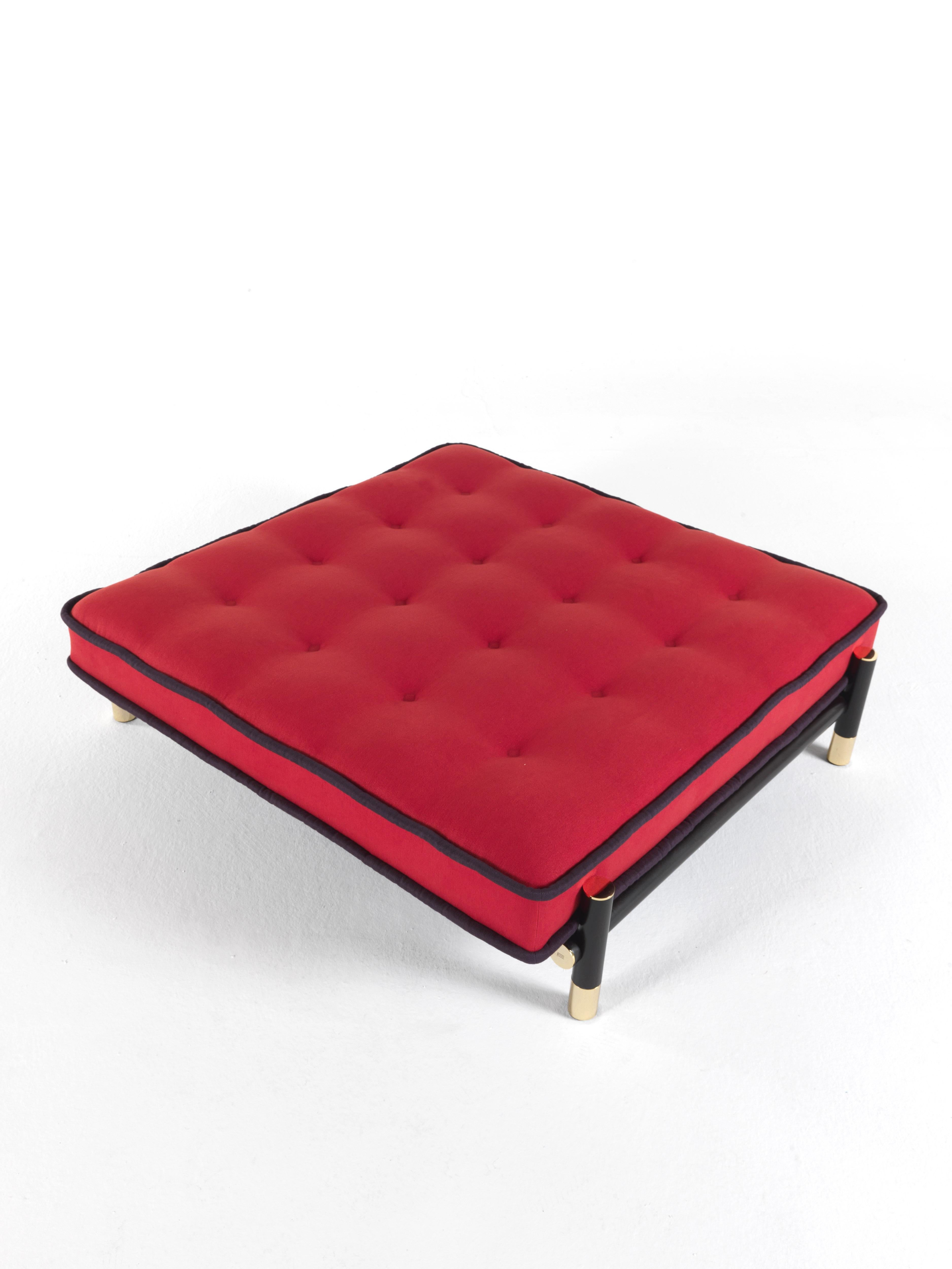 Modern 21st Century Woodstock Pouf in Red Fabric by Etro Home Interiors