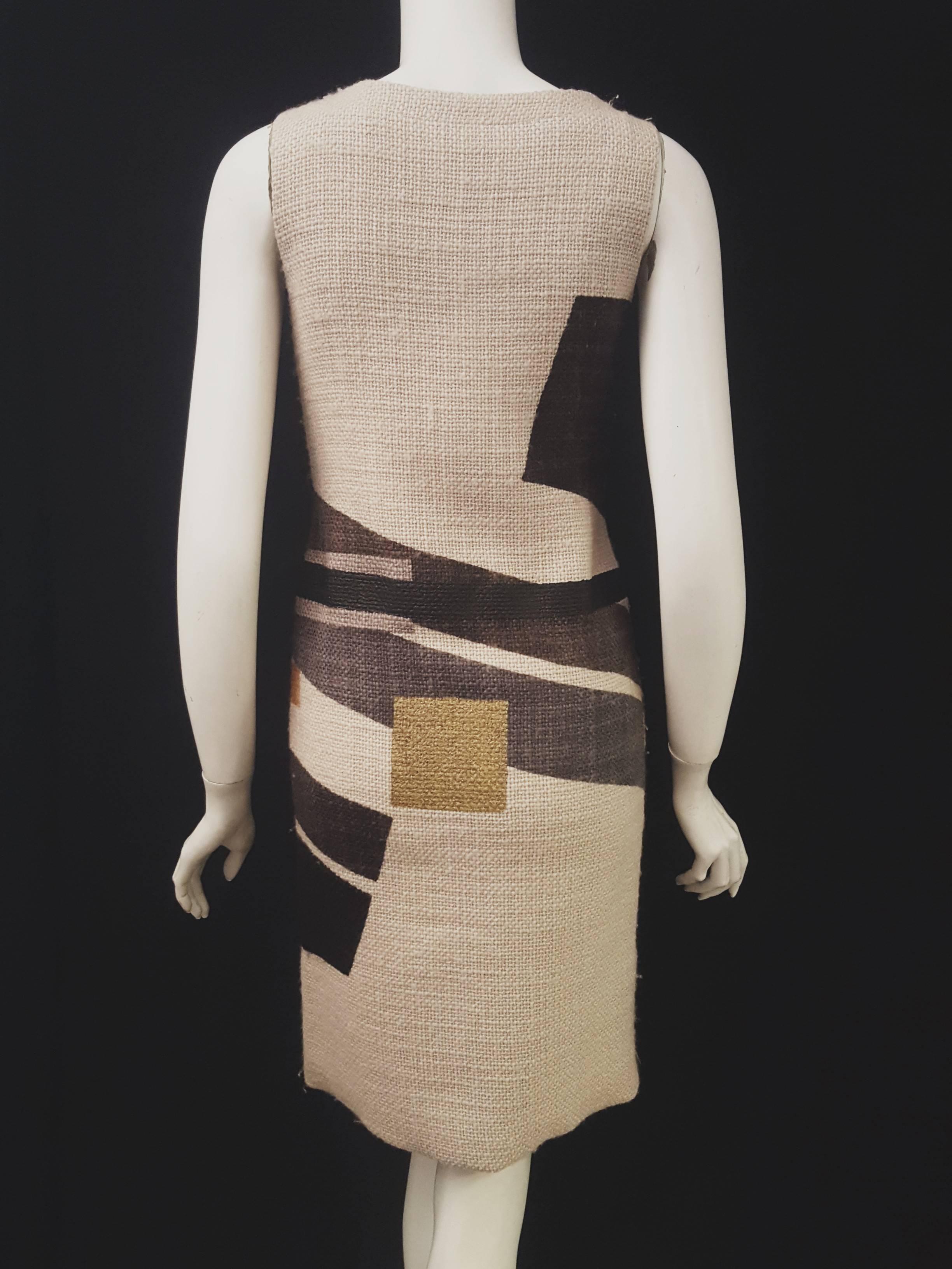 Women's Etro Wool Geo Print Multi Color Sheath Sleeveless Dress