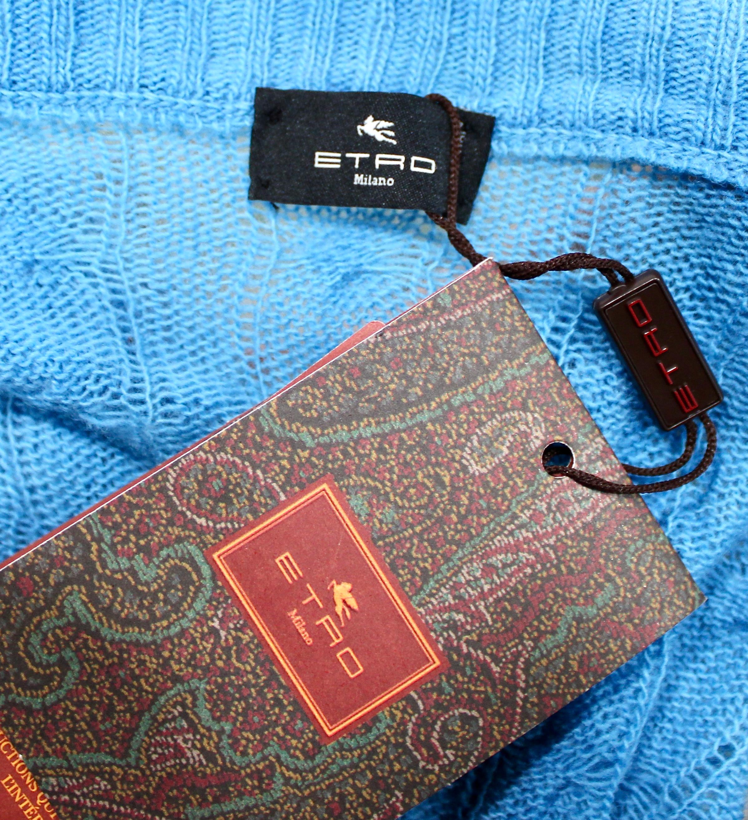 Etro - Cardigan à plumeau en laine multicolore en vente 5