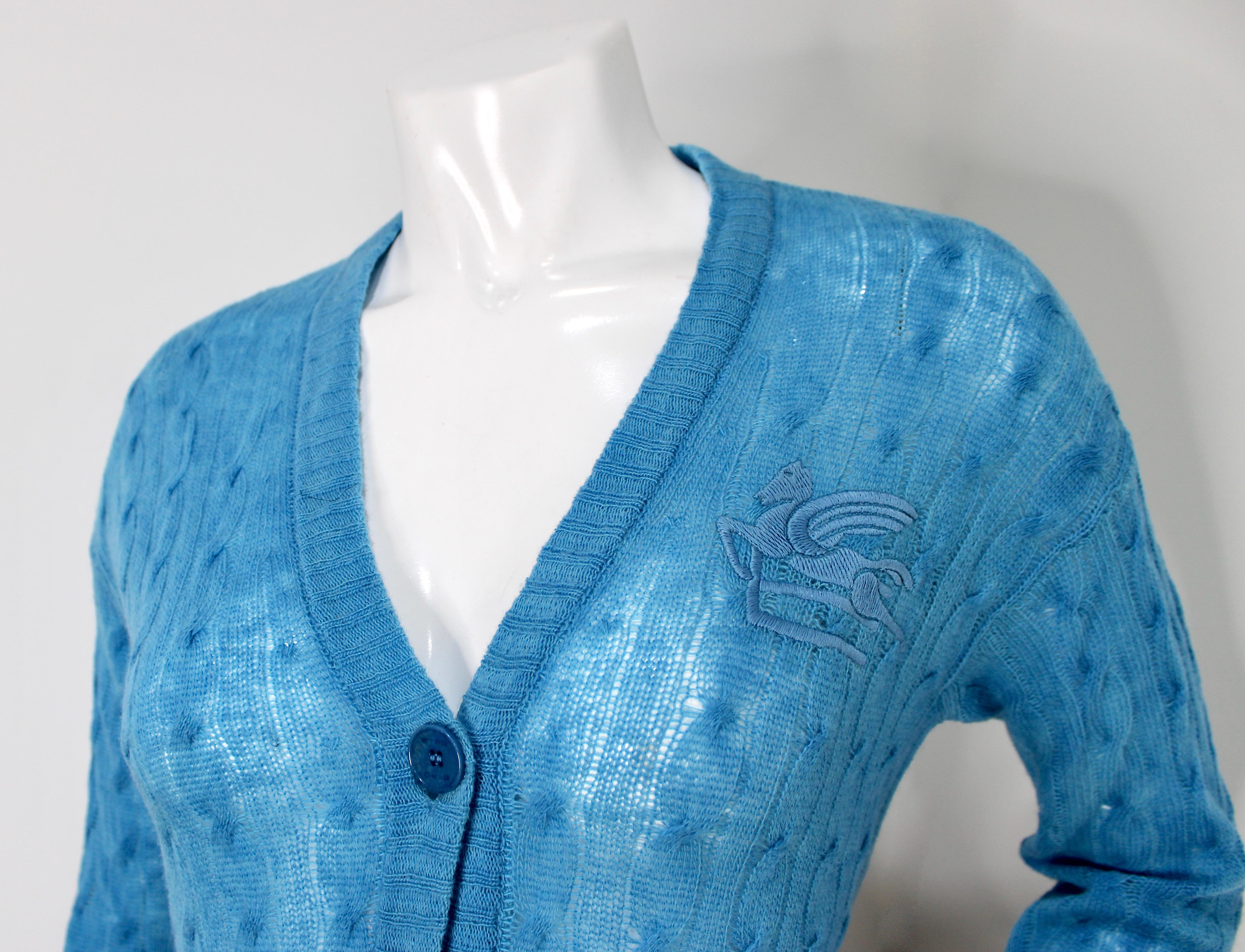 Gris Etro - Cardigan à plumeau en laine multicolore en vente