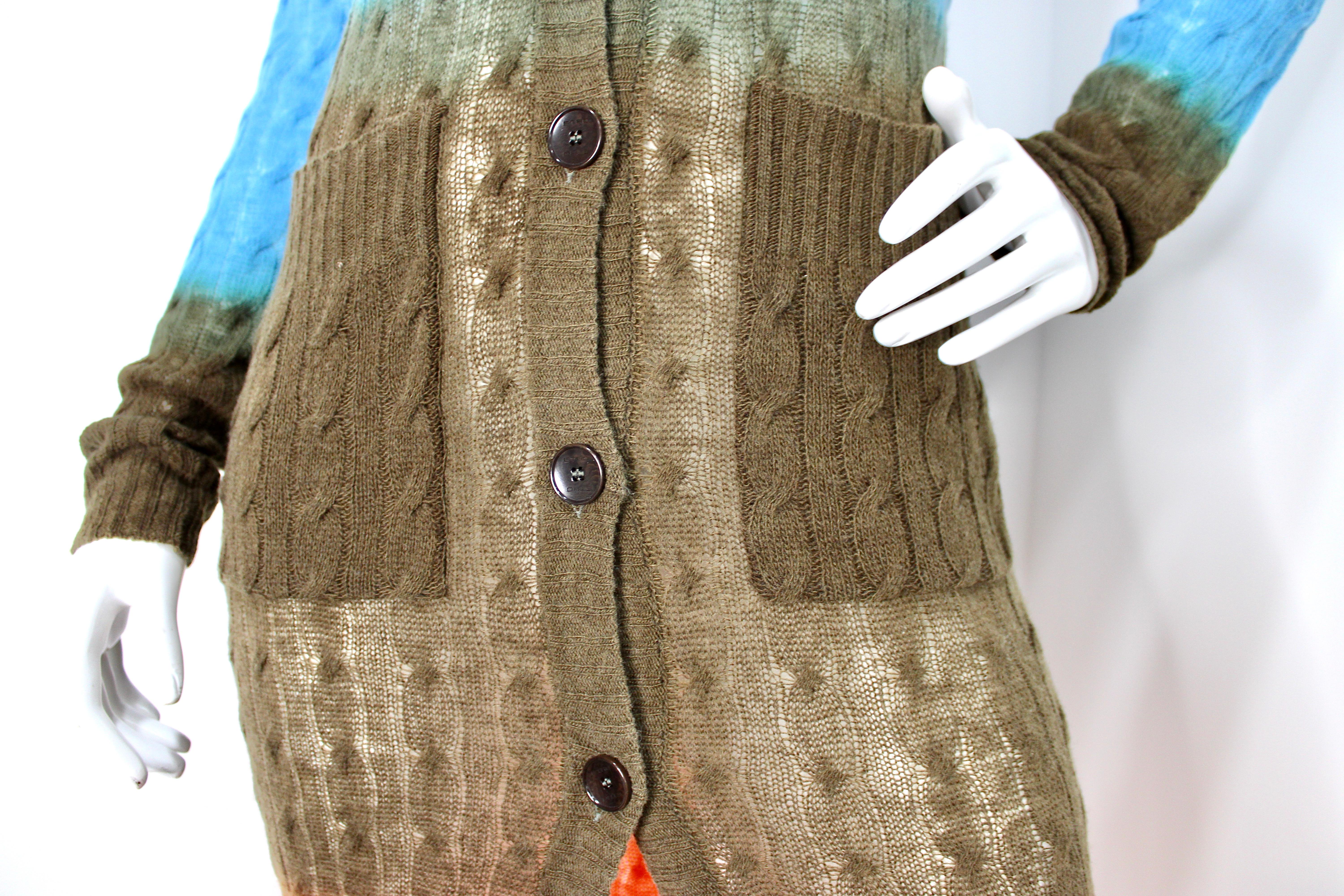 Etro - Cardigan à plumeau en laine multicolore Pour femmes en vente