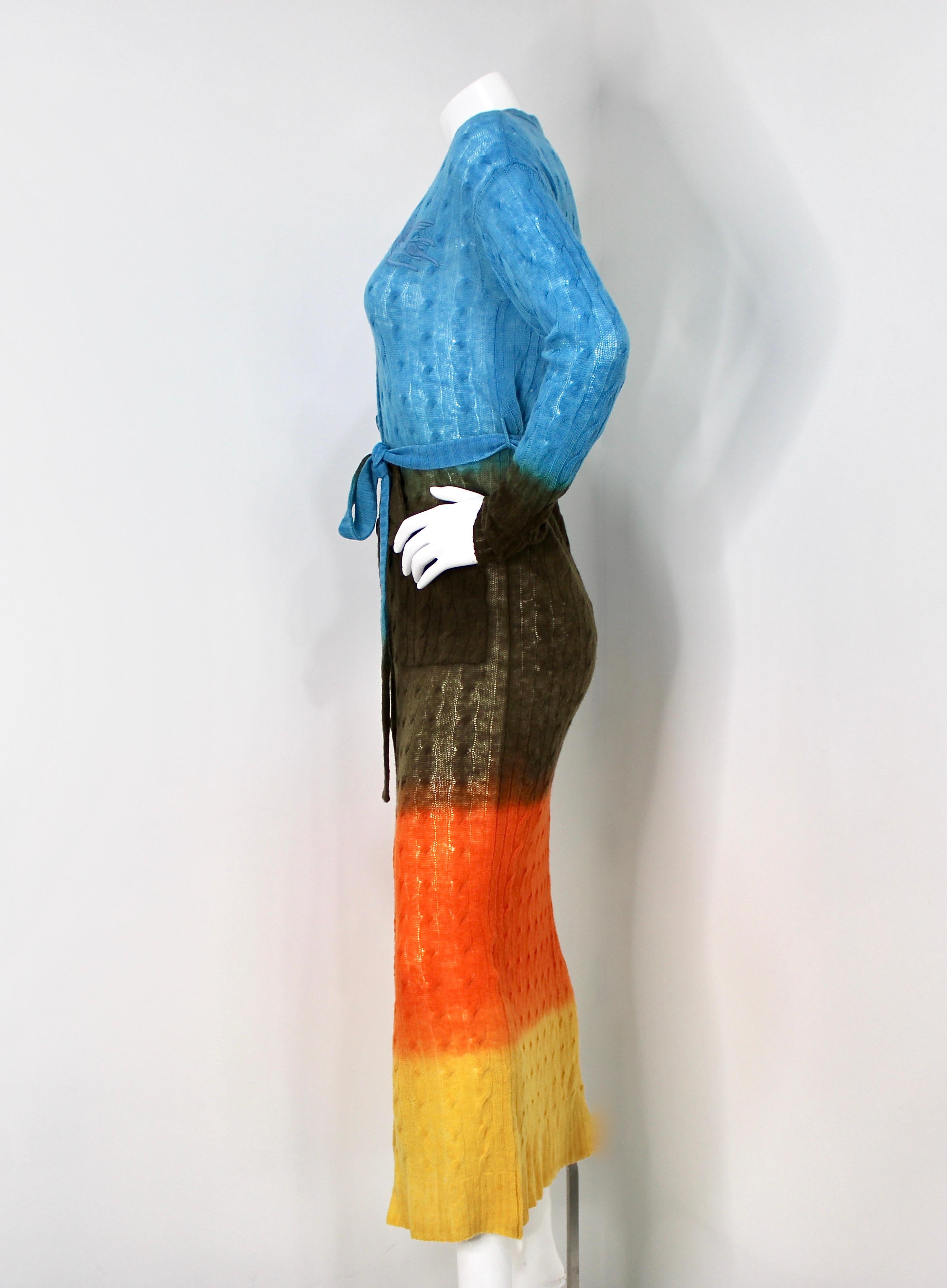 Etro - Cardigan à plumeau en laine multicolore en vente 1