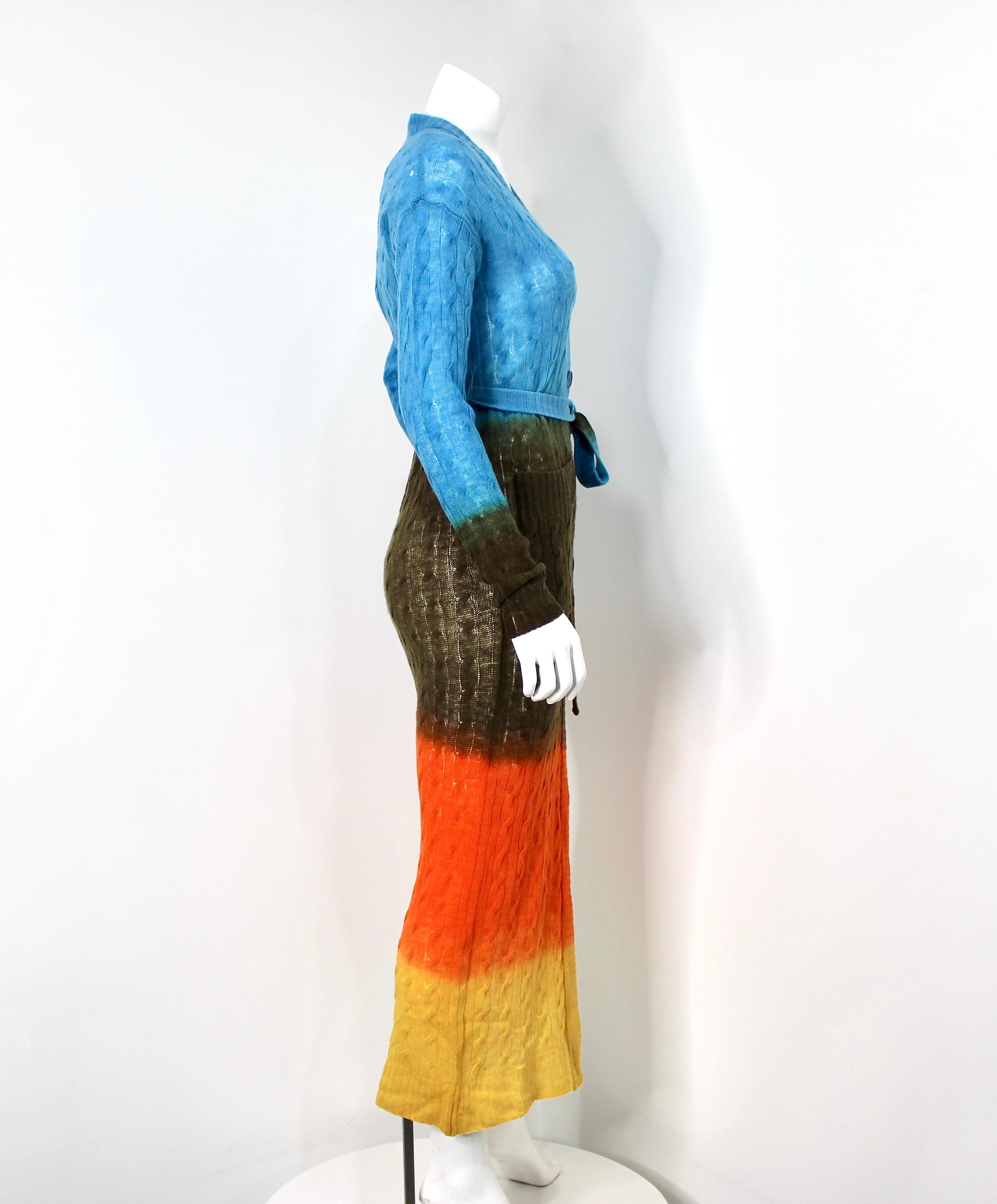 Etro - Cardigan à plumeau en laine multicolore en vente 3