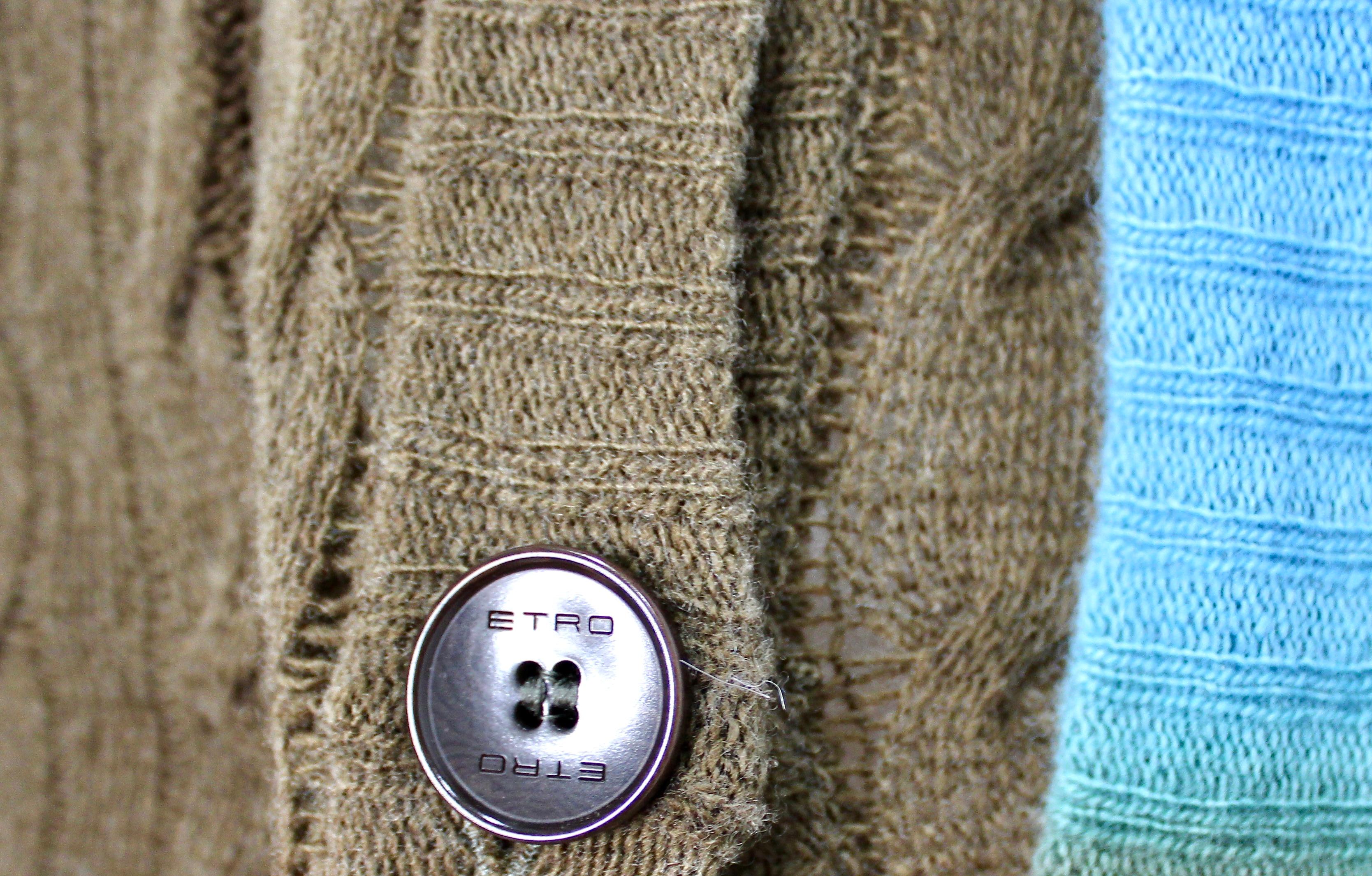 Etro - Cardigan à plumeau en laine multicolore en vente 4