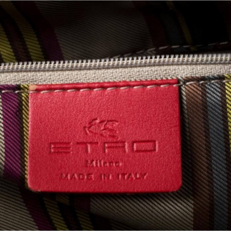 Etro Gelb/Braun Ombre Paisley geprägte Leder Zip Tote im Angebot 1