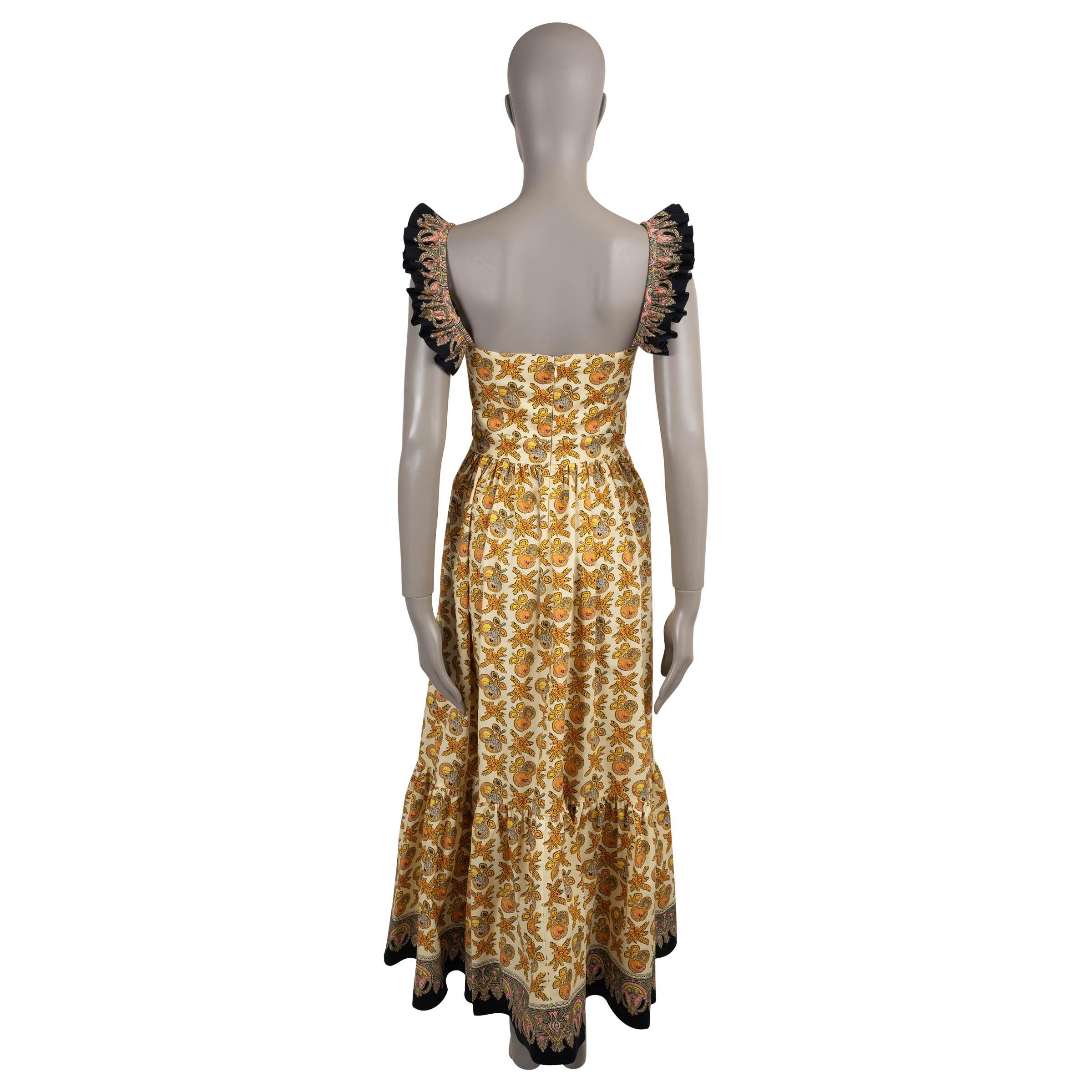 ETRO yellow cotton 2023 APPLE & PAISLEY RUFFLED MAXI Dress S Amarillo en venta