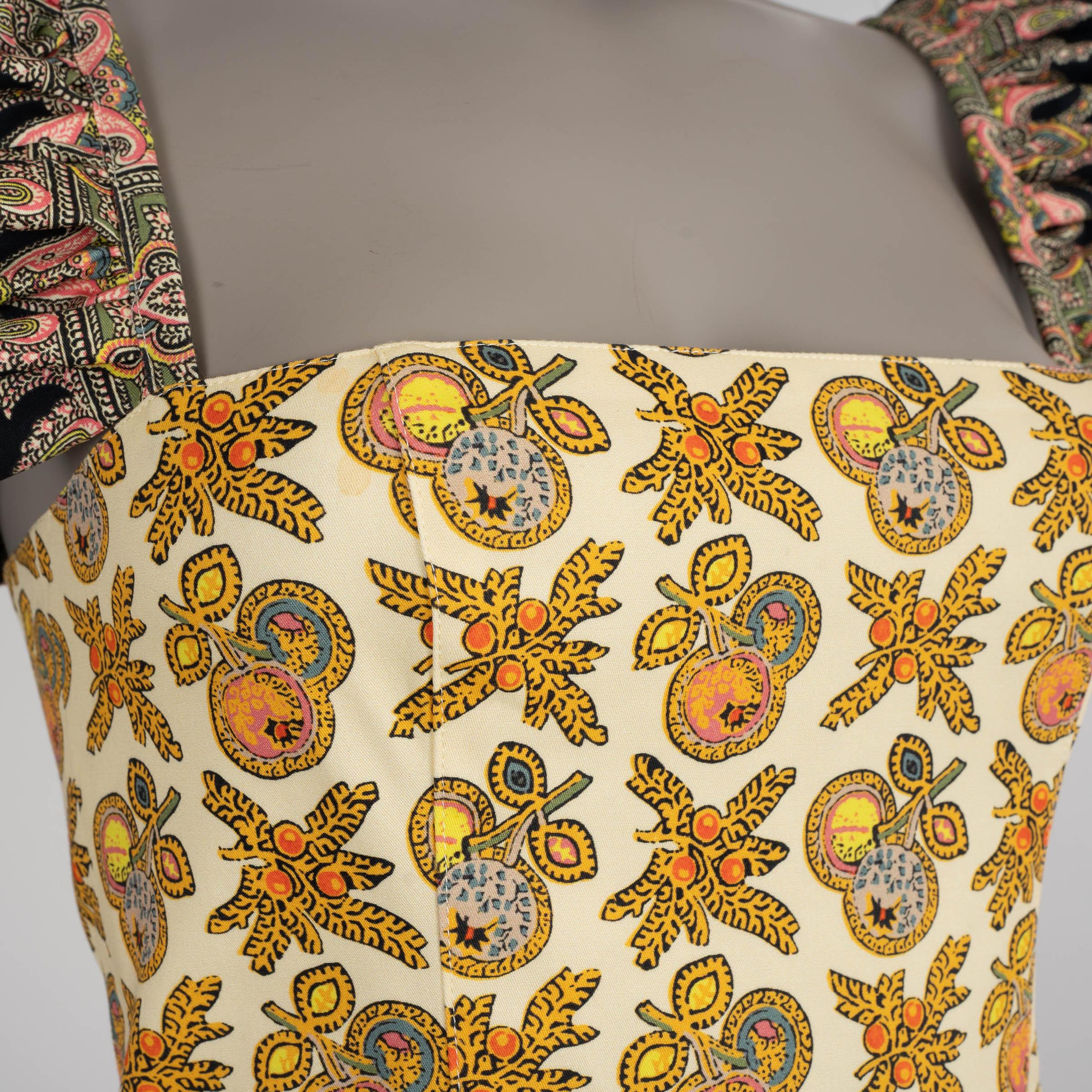De las mujeres ETRO yellow cotton 2023 APPLE & PAISLEY RUFFLED MAXI Dress S en venta