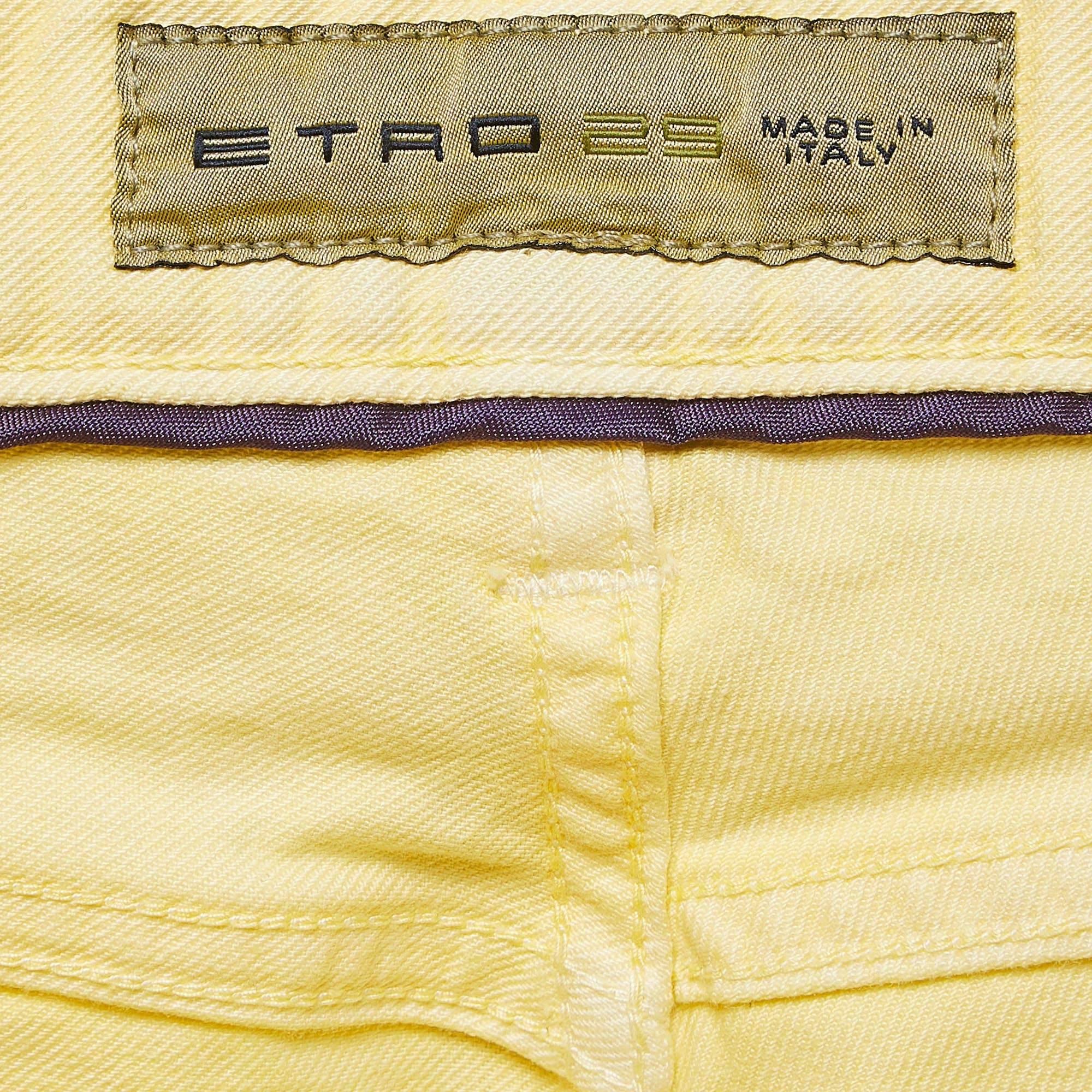 Donna Etro Jeans Slim Fit in denim giallo M Vita 29