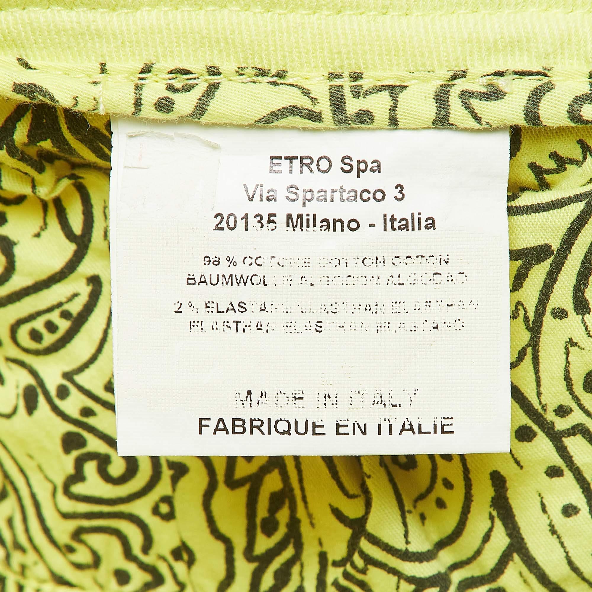 Etro Jean en sergé de coton jaune brodé taille M 30