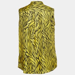 Etro Yellow Leaf Printed Silk Sleeveless Top M