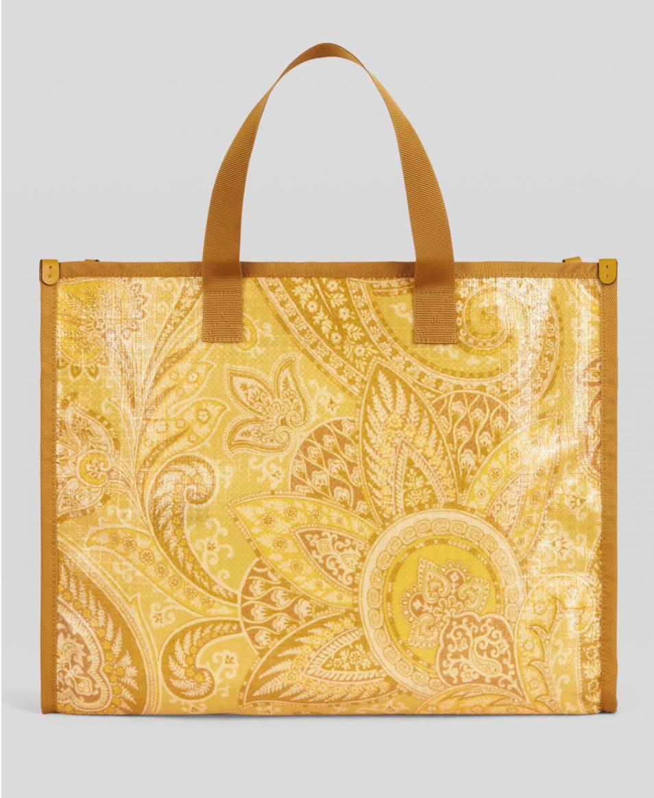 Etro Yellow Liquid Paisley Medium Tote Bag NWT In New Condition For Sale In Paradise Island, BS