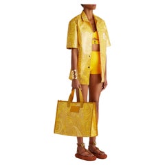Etro Yellow Liquid Paisley Medium Tote Bag NWT