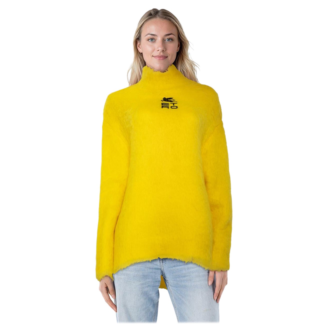 Etro Yellow Mohair Rowdy Turtleneck Jumper Size L im Angebot