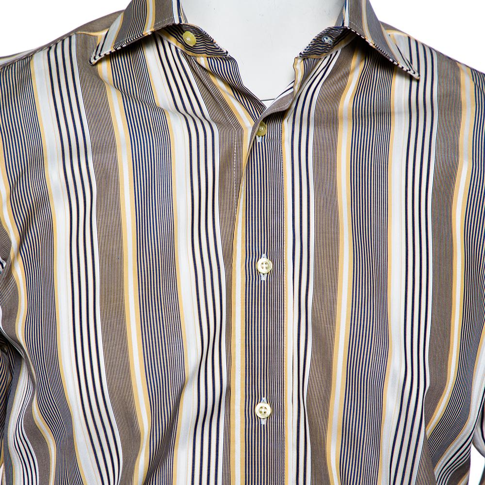 yellow and navy striped shirt