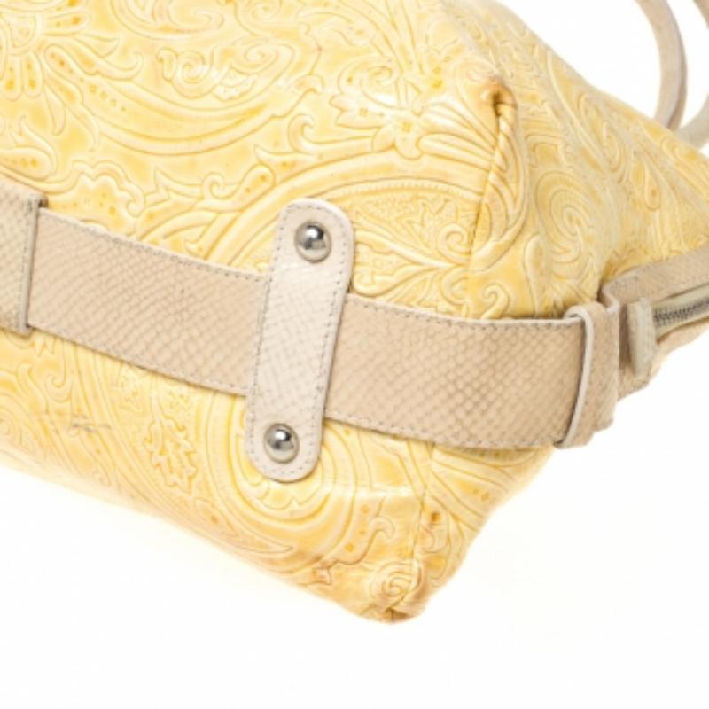 De las mujeres Etro Bolso de charol estampado Paisley amarillo en venta