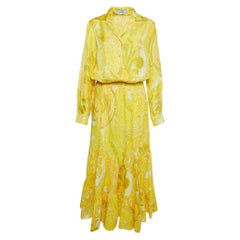 Etro Yellow Printed Silk/Cotton Shirt and Skirt Set M/L