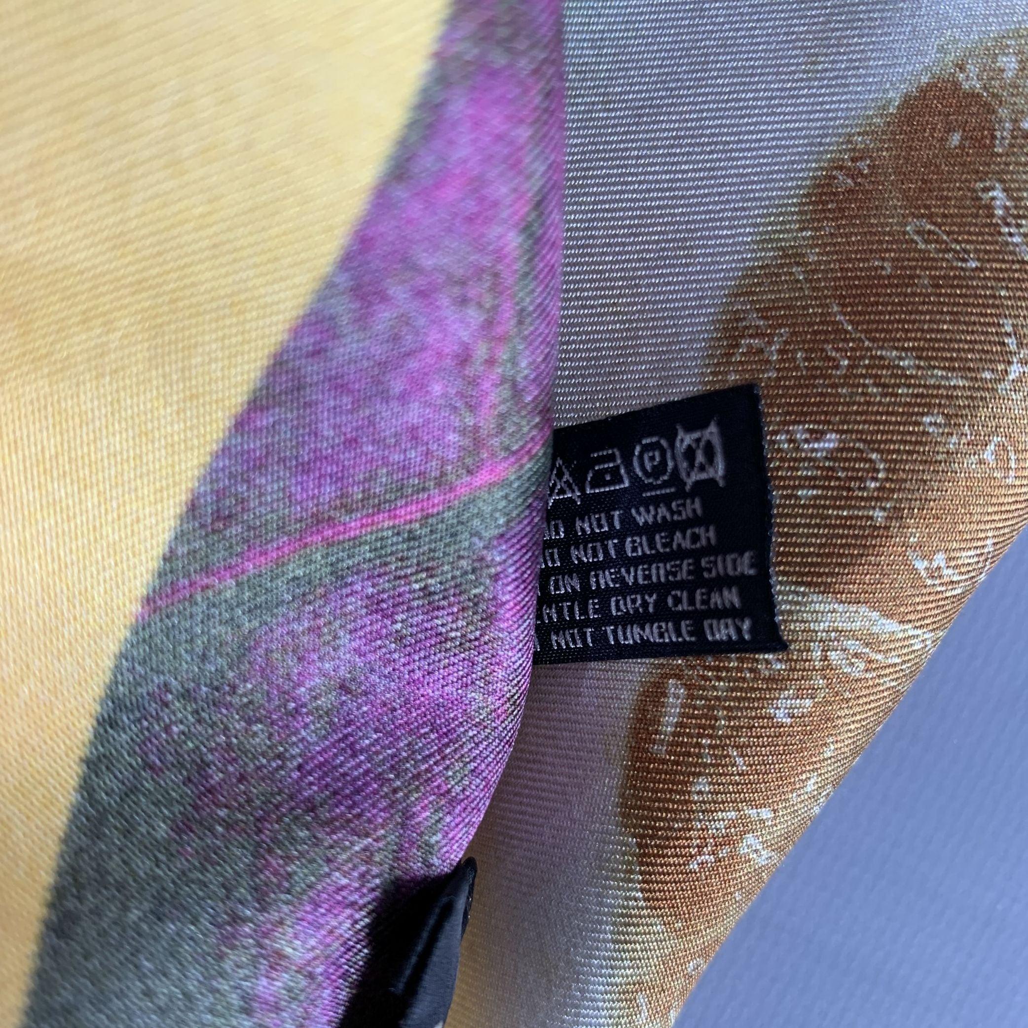 ETRO Yellow Purple Silk Pocket Square 2