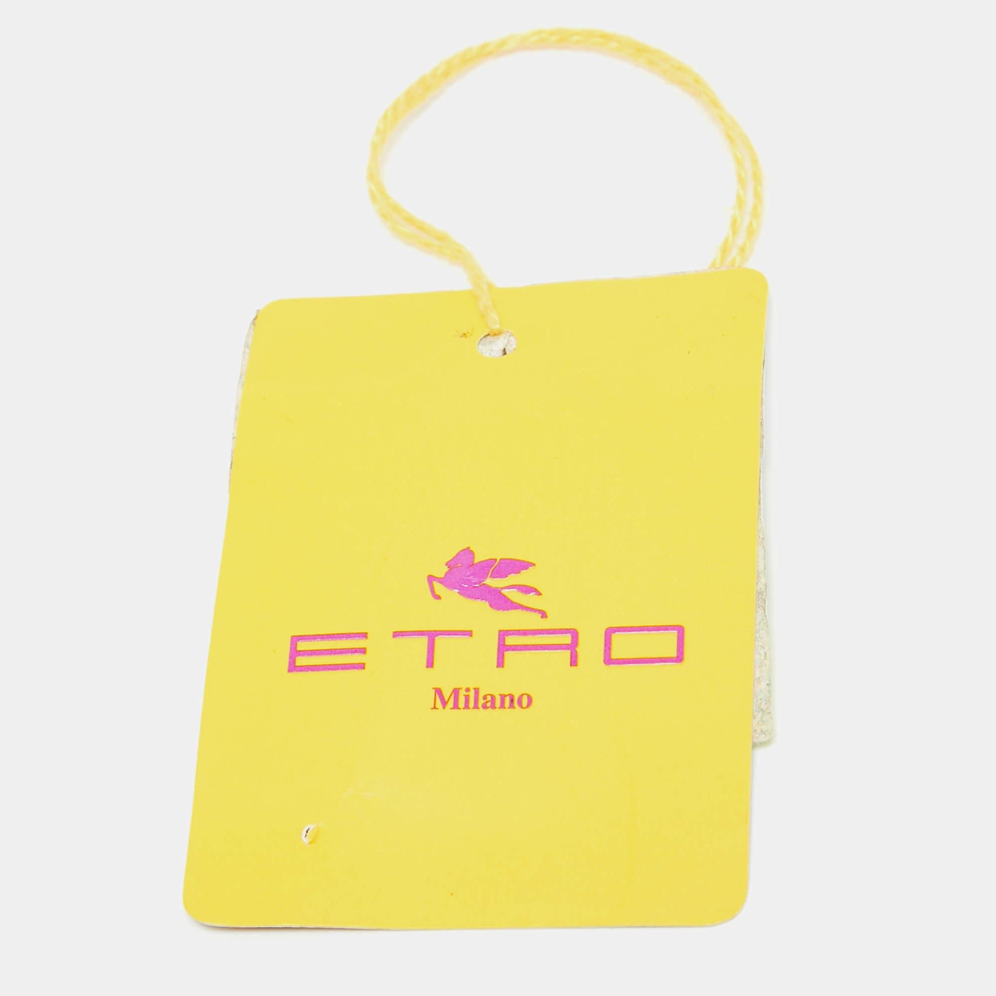Etro Yellow/Purple Spaghetti Print Silk Pocket Square For Sale 2