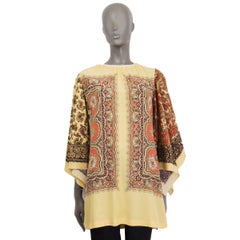 ETRO yellow silk PAISLEY Bell Sleeve Tunic Blouse Shirt 42 M