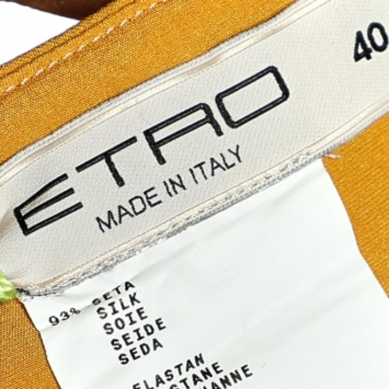 Etro Yellow Silk, Satin And Pleated Crepe Trim Skirt S en vente 2