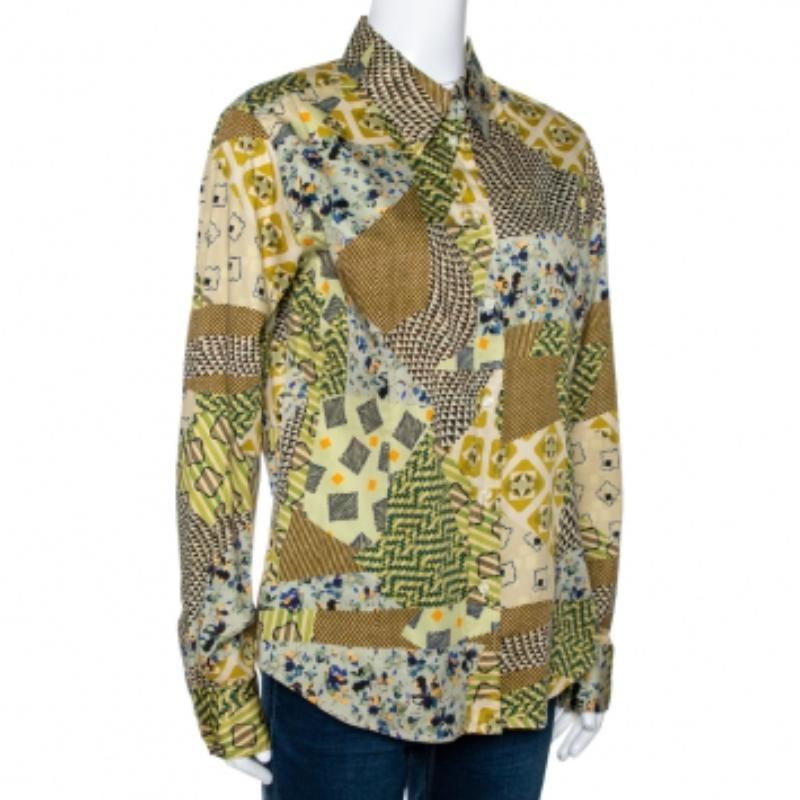 Intelligente et élégante, cette chemise d'Etro est là pour attirer votre attention. La chemise jaune est fabriquée en coton et présente un joli imprimé sur toute sa surface. Il se ferme par un bouton sur le devant et présente des manches longues.