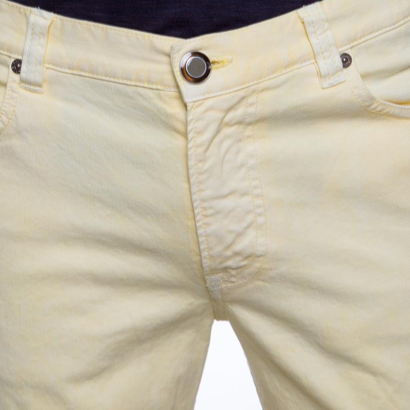 Etro Yellow Washed Effect Straight Fit Jeans S In New Condition In Dubai, Al Qouz 2