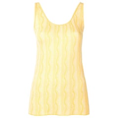 Etro Yellow Wave Pattern Knit Tank Top Size 42