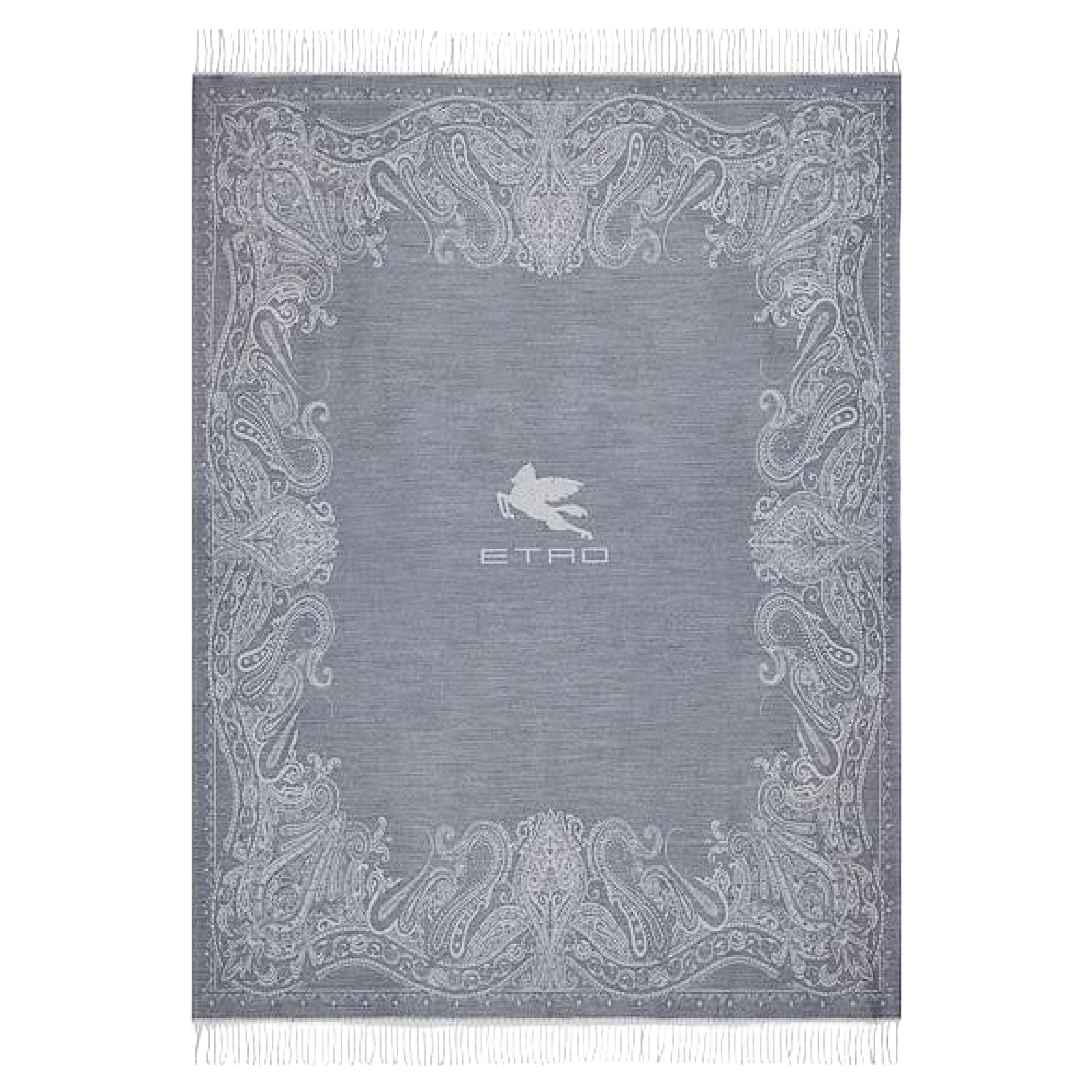 Etro Yotei Wool Throw Blanket, Gray, Italy